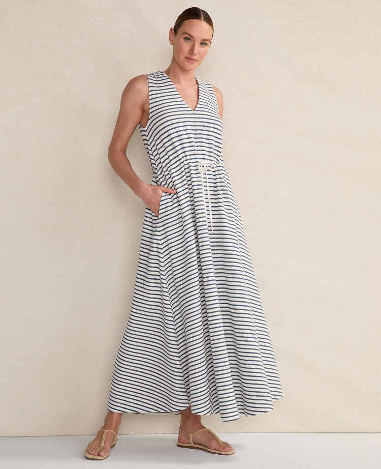 Haven Well Within Cotton Blend Textured Stripe Midi Dress