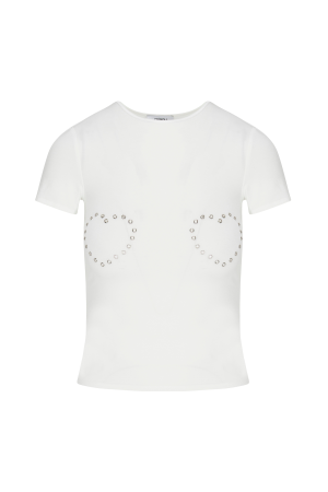 MINI TEE – WHITE GROMMET HEART