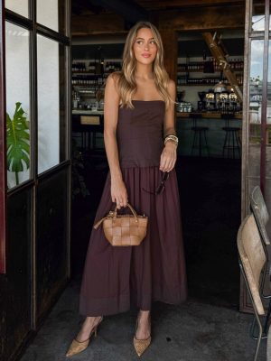 Americano Strapless Midi Dress in Espresso