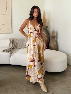 Bali Linen Print Maxi Dress