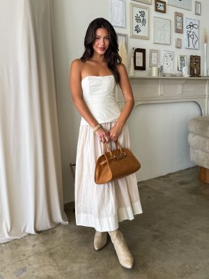 Americano Strapless Midi Dress in Ecru