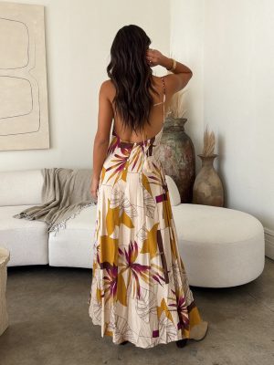 Bali Linen Print Maxi Dress