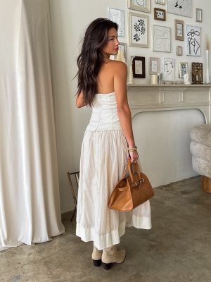 Americano Strapless Midi Dress in Ecru