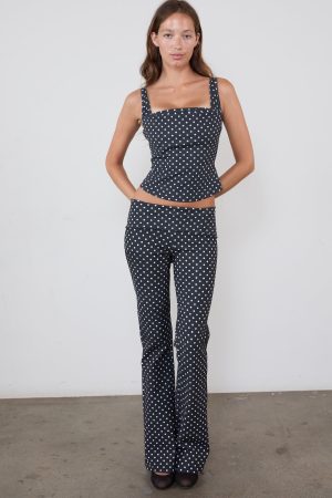 ALBA PANT – BLACK AND WHITE POLKA DOT
